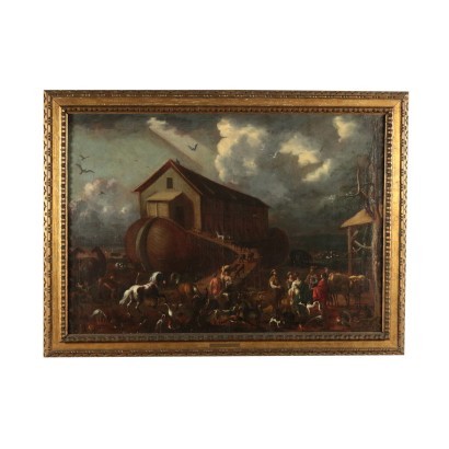 Entrance Of The Animals Into Noah’s Ark Oil On Canvas 18th Century