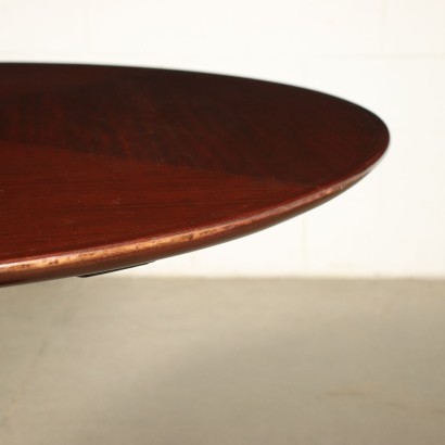 Table Solid Wood Mahogany Veneer Brass Italy 1950s