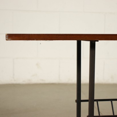 Small Table Teak Veneer Metallic Enamelled Italy 1960s