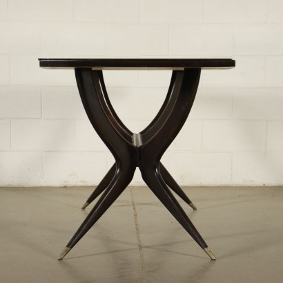 Table Ebony Stained Wood Back-Treated Glass Italy 1950s 1960s
