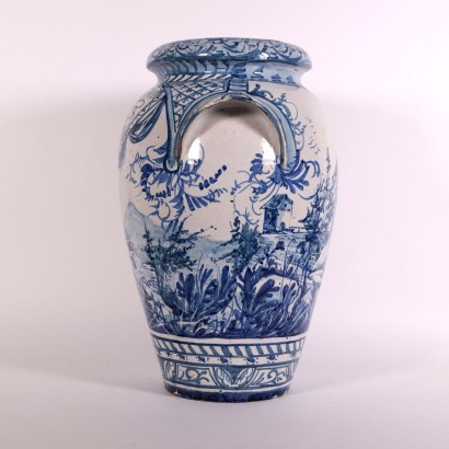 Two-Handles Vase Ceramic North of Italy 19th-20th Century