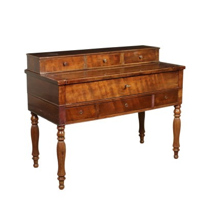French Open Desk Walnut Veneer Oak France 19th century