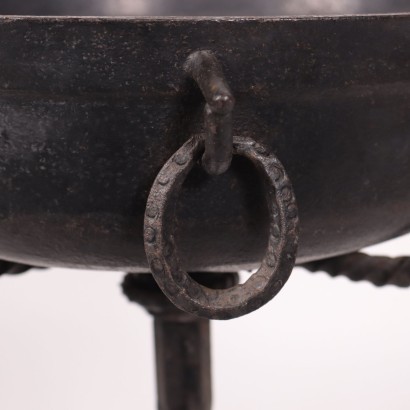 Wrought Iron Tripod with Cast Iron Pot Italy 19th-20th Century