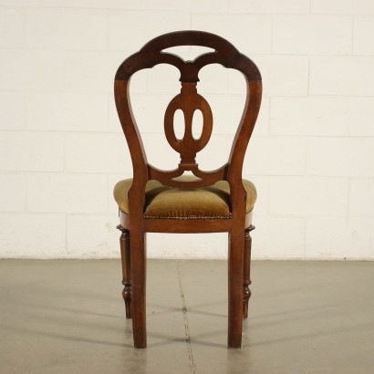Group of 4 Ubertine Chairs Walnut Padded Italy 19th Century