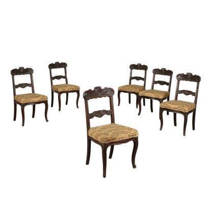 Group of 6 Louis Philippe Chairs Mahogany Padded France 19th Century