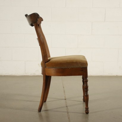 Antik, Stuhl, antike Stühle, antiker Stuhl, antiker italienischer Stuhl, antiker Stuhl, neoklassischer Stuhl, Stuhl des 19. Jahrhunderts, Gruppe von vier Charles X Stühlen