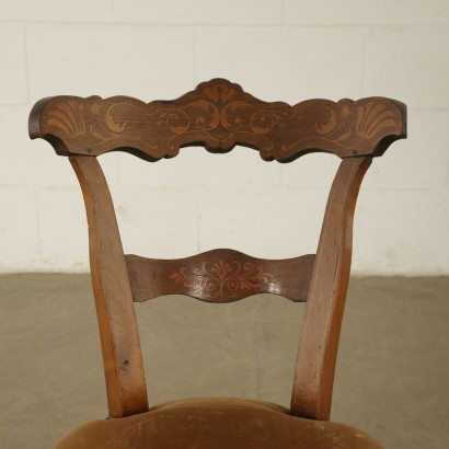 Group of 4 Charles X Chairs Wlanut Marple Padded Italy 19th Century