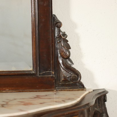 Umbertine Console with Mirror Walnut Marble Italy 19th Century