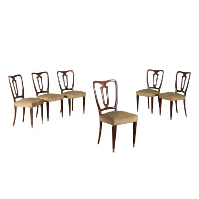 Chairs Beech Spring Brass Skai Italy 1950s-1960s Italian Production
