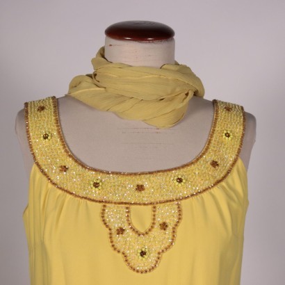 Vintage gelbes Kleid aus den 70er Jahren