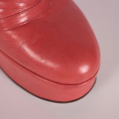 Vintage Raspberry Red Sabot Shows Leather Italy 1970s