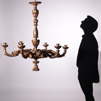 Gilded and Engraved Chandelier Italy 20th Century