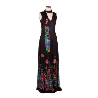 Blumiges langes Vintage-Kleid