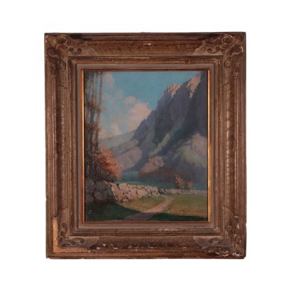 Landscape of Carlo Pianca Oil on Plywood 20th Century