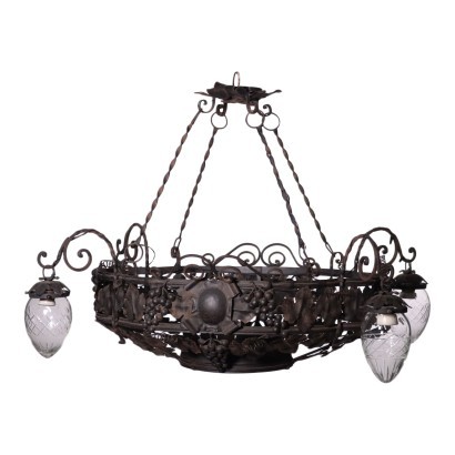 Liberty Chandelier Iron Shear Plate Italy 20th Century