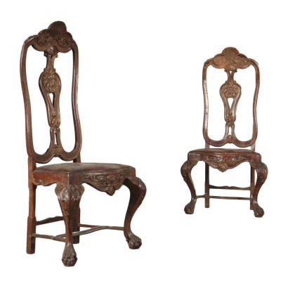 Pair Of Queen Anne Chairs Mahogany England 18th Century