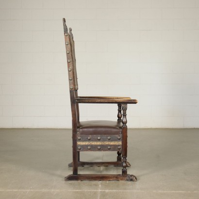 Antik, Sessel, antike Sessel, antiker Sessel, antiker italienischer Sessel, antiker Sessel, neoklassizistischer Sessel, Sessel aus dem 19. Jahrhundert, Paar Neorenaissance-Throne