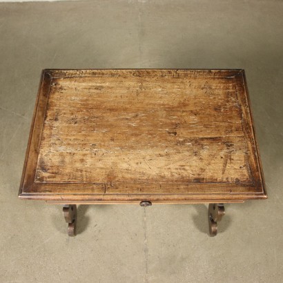Small Neo-Renaissance Table Walnut Poplar Iron Italy 19th Century