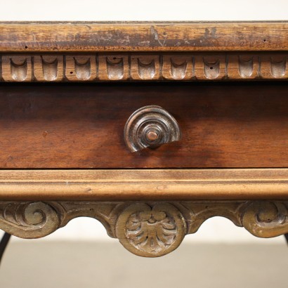 Small Neo-Renaissance Table Walnut Poplar Iron Italy 19th Century
