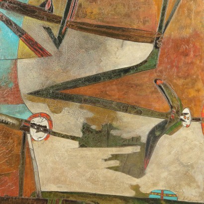 Gianni Dova Contemporary Enamel On Canvas