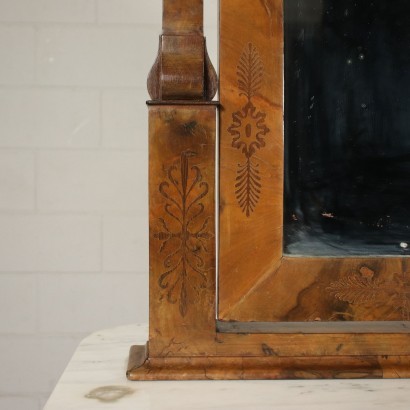 Console Avec Miroir Charles X Marbre Placage Peuplier Italie 1800