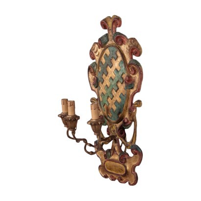 Engraved Wood Wall Lights Italy20th Century