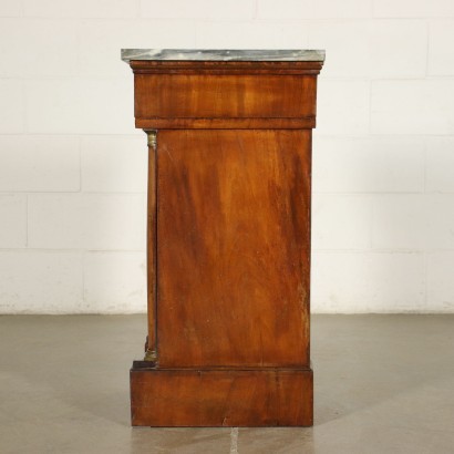 Empire Bedside Table Walnut Bronze Marble Italy 19th Century