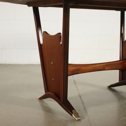 Table Mahogany Wood Back-Treated Glass Italy 1950s 1960s