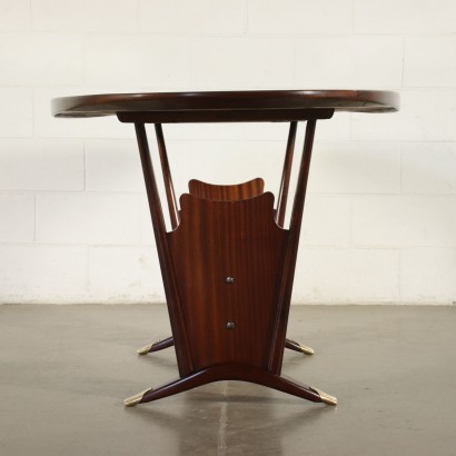 Table Mahogany Wood Back-Treated Glass Italy 1950s 1960s