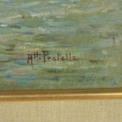 arte, arte italiano, pintura italiana del siglo XX, zona de Attilio Pratella, Marina con barcos, Attilio Pratella, Attilio Pratella, Attilio Pratella
