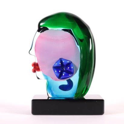 Face Glass Sculpture Murano Italy 1980s-1990s