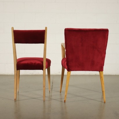 Pair Of Chairs Beech Foam Velvet Italy 1950s