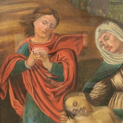 Déploration Sur Le Christ Mort Huile Sur Toile École Italienne 1600