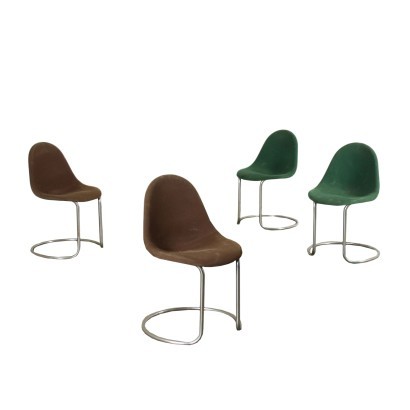 Gruppe von 4 Stühlen Bernini Metall Italien 1960er-1970er