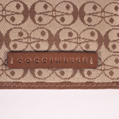 Coccinelle Light Brown Documents Holder Fabric Leather Italy