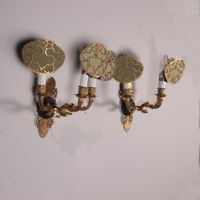 Paire de Appliques Restauration Bronze Doré Italie 2ème Quart 1800