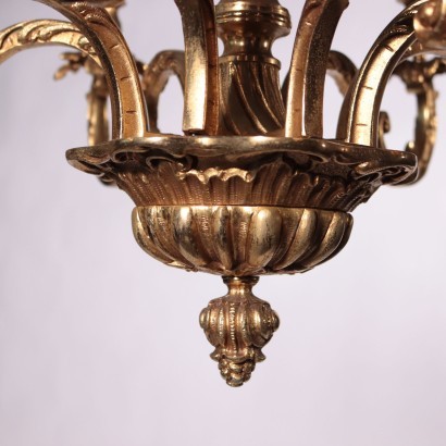 Rococo Revival Chandelier Gilded Bronze Italy 20th Century