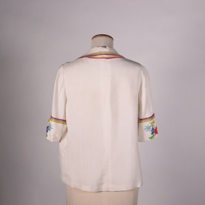 Vintage Shirt WIth Embroideries Flax 1970s
