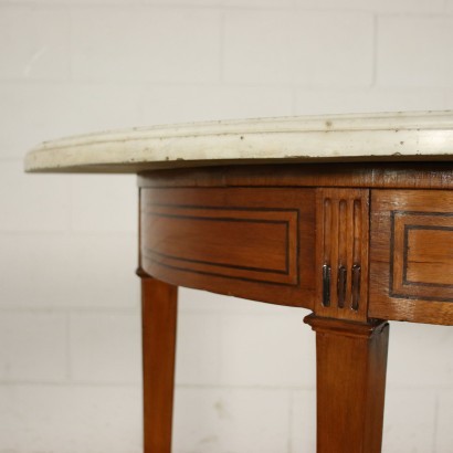Neo-Classical Crescent Console Chestnut Mahogany Marble Italy 18th Cen