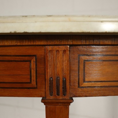 Neo-Classical Crescent Console Chestnut Mahogany Marble Italy 18th Cen