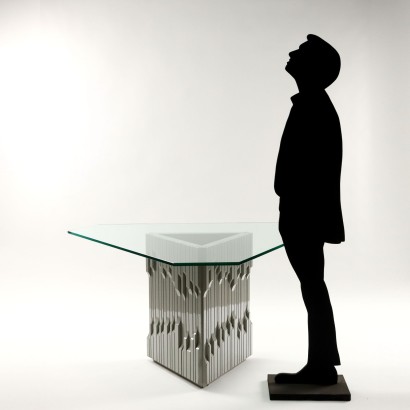 Table Luciano Frigerio Lacquered Wood Glass Italy 1970s