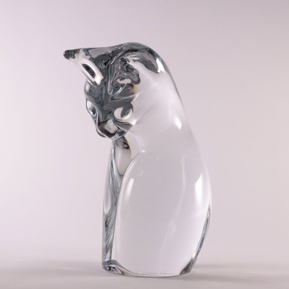 Daum Crystal Cat Sculpture France 20th Century