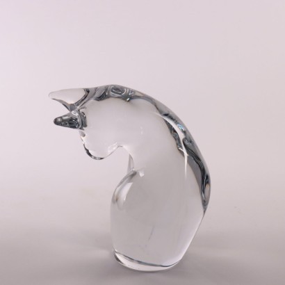 Daum Crystal Cat Sculpture France 20th Century