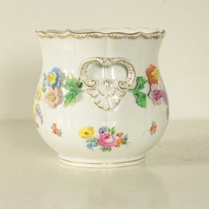Dresden Porcelain Cachepot Vase Germany 20th Century
