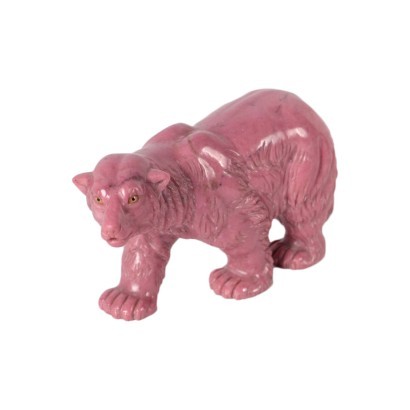 Escultura de oso en mármol rosa