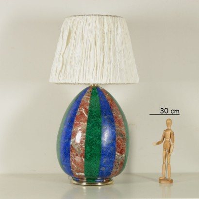 Lampe De Table Metal Doré Porcelaine Italie Années 1960 1970