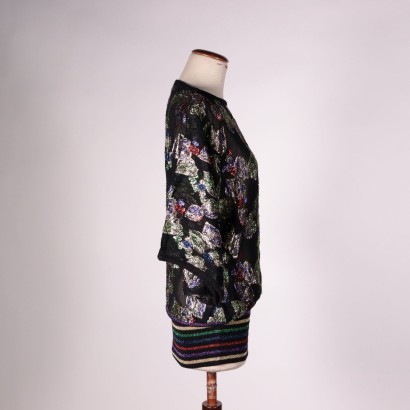 Suéter vintage con estampado floral reluciente