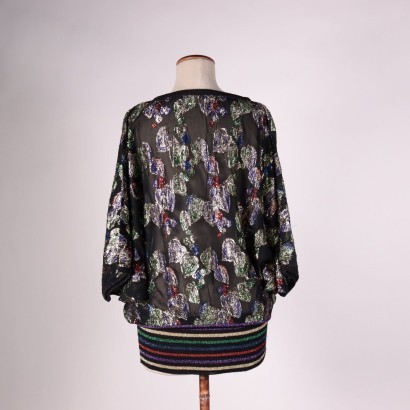 Vintage Pullover mit schimmerndem Blumenmuster