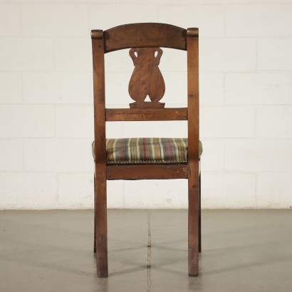Antik, Stuhl, antike Stühle, antiker Stuhl, antiker italienischer Stuhl, antiker Stuhl, neoklassischer Stuhl, Stuhl aus dem 19. Jahrhundert, Gruppe von vier Restaurationsstühlen