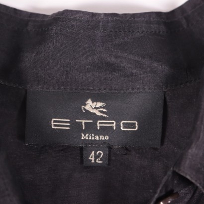 Etro Black Shirt Silk Milan Italy